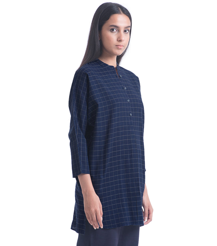 Navy Khadi Woven Shirt