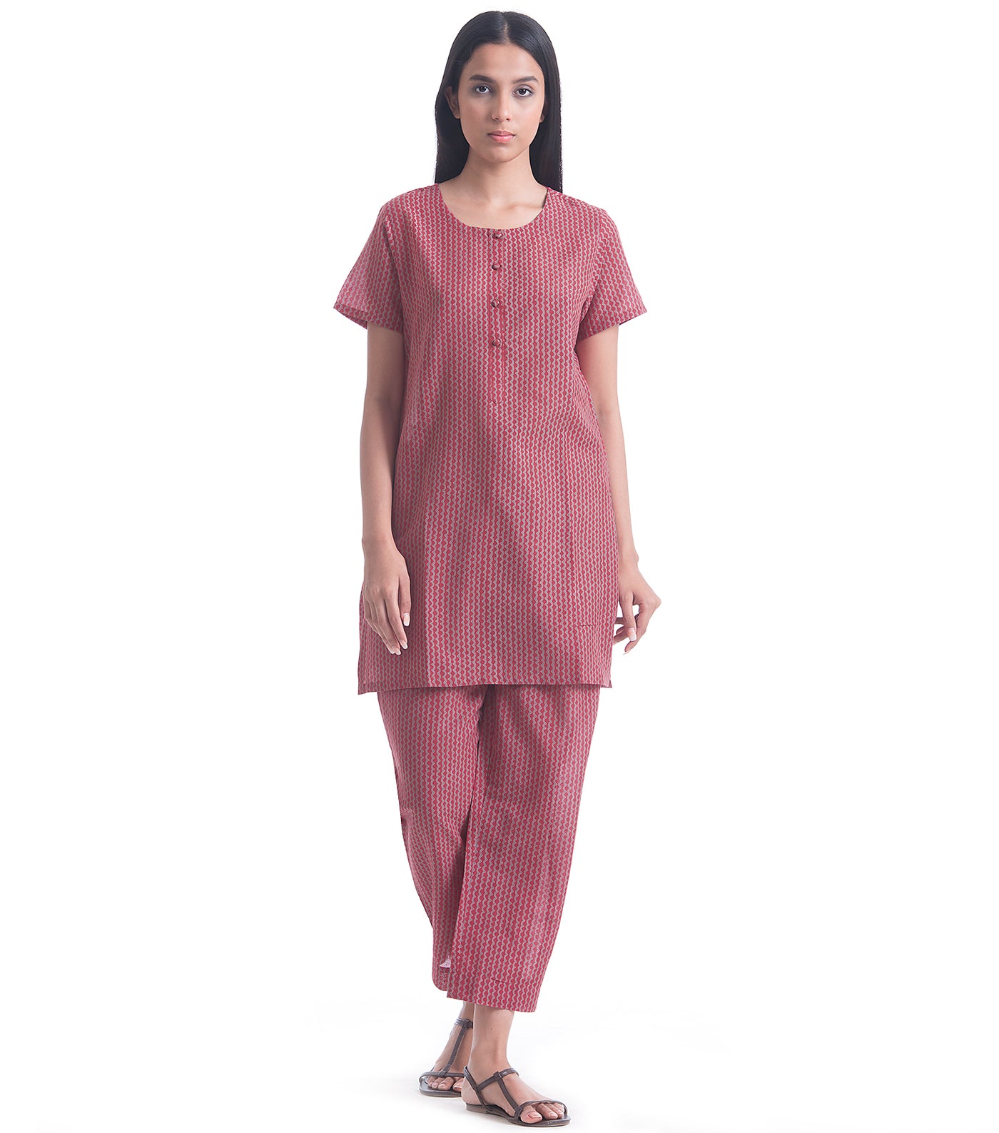 Red Cotton Loungewear Set