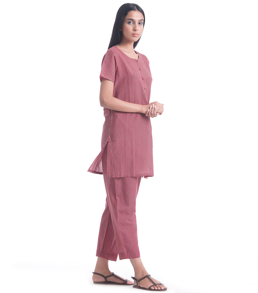 Red Cotton Loungewear Set