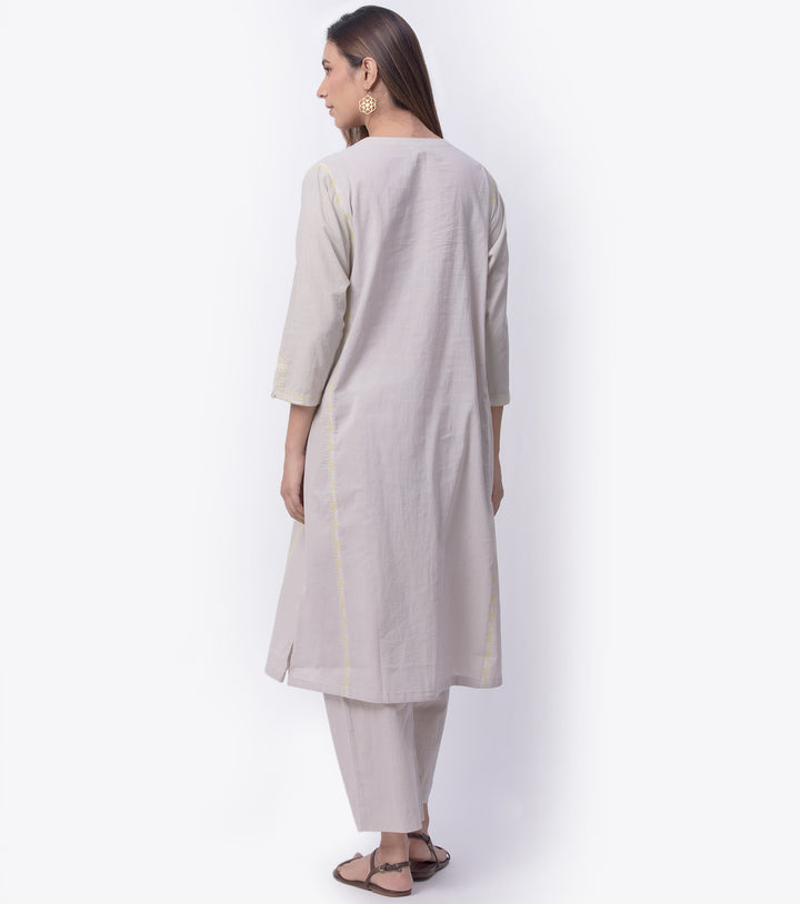 Earl Grey Cotton Kurta & Palazzo Pants Set