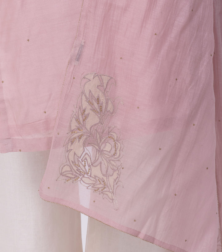 Pink Patch Work Chanderi Dupatta