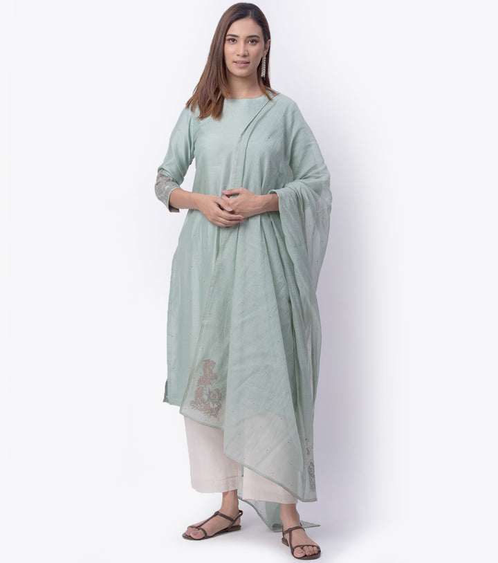 Pista Embroidered Chnaderi Kurta