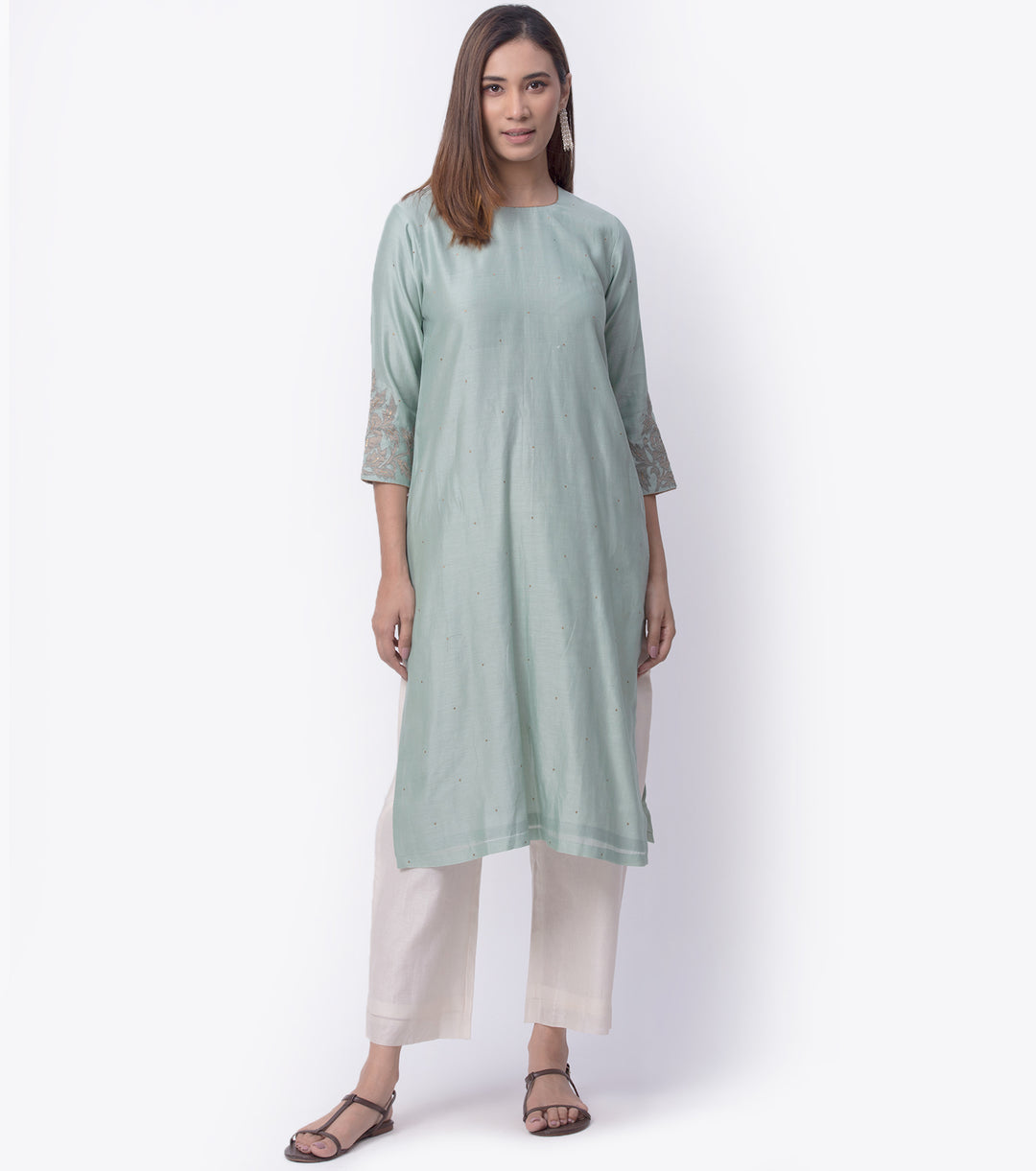 Pista Embroidered Chnaderi Kurta