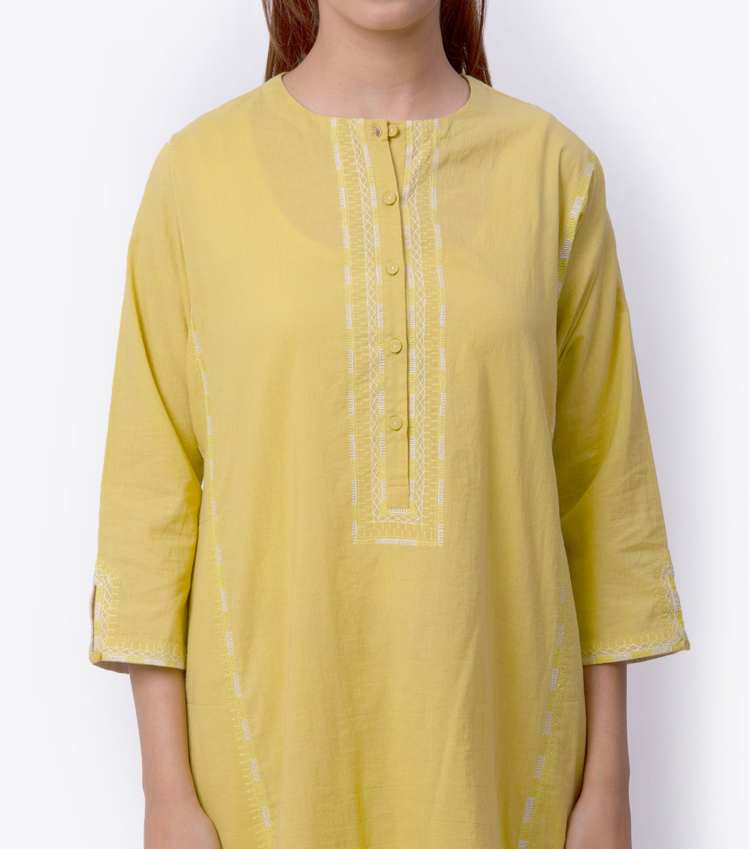 Yellow Cotton Kurta & White Palazzo Pants Set