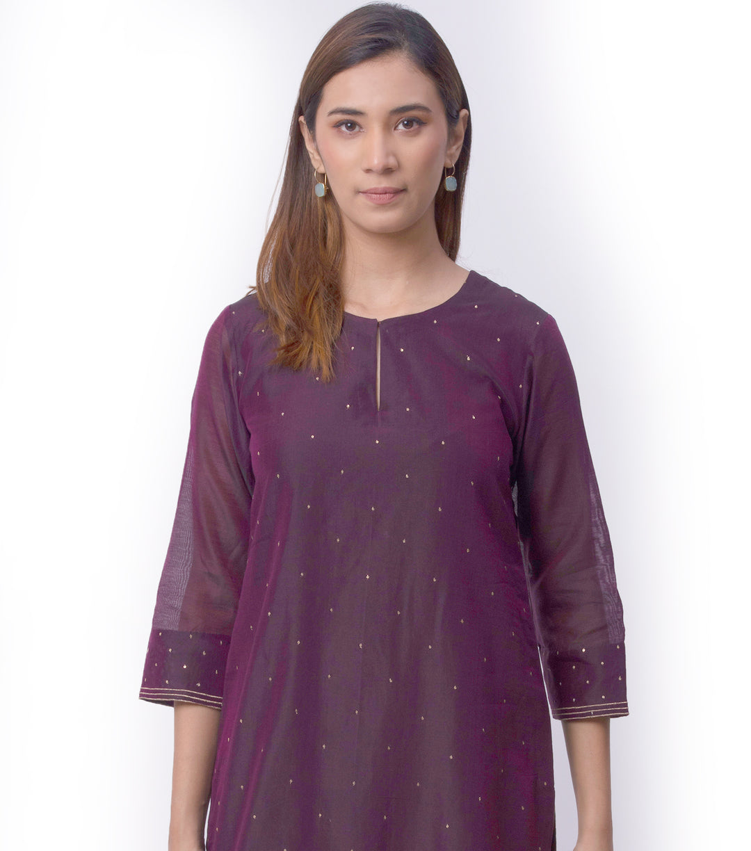 Plum Chanderi Kurta & Dupatta Set