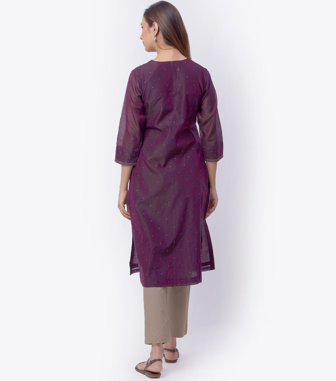 Plum Chanderi Kurta & Dupatta Set