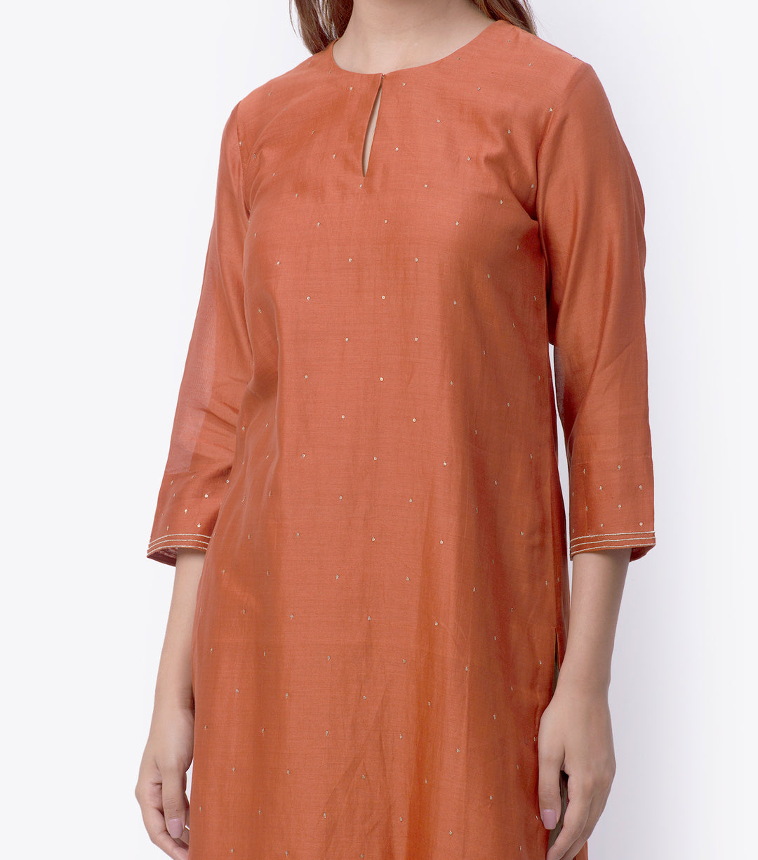 Rust Chanderi Kurta & Dupatta Set