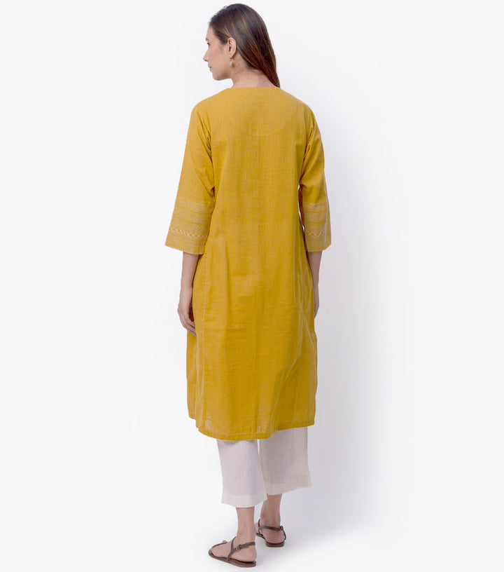 Mustard Cotton Linen Kurta