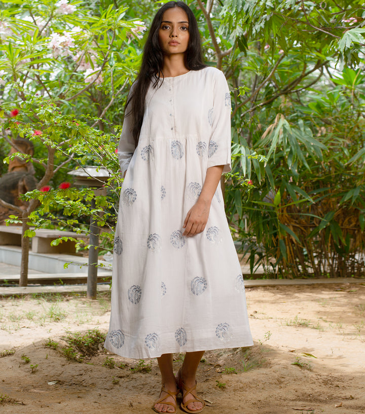 White embroidered cotton dress