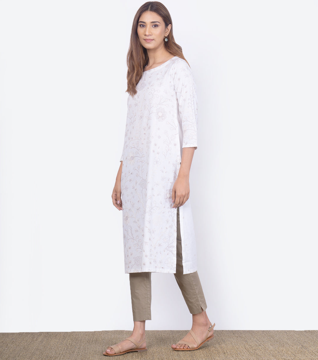 White Cotton Linen Summer Kurta