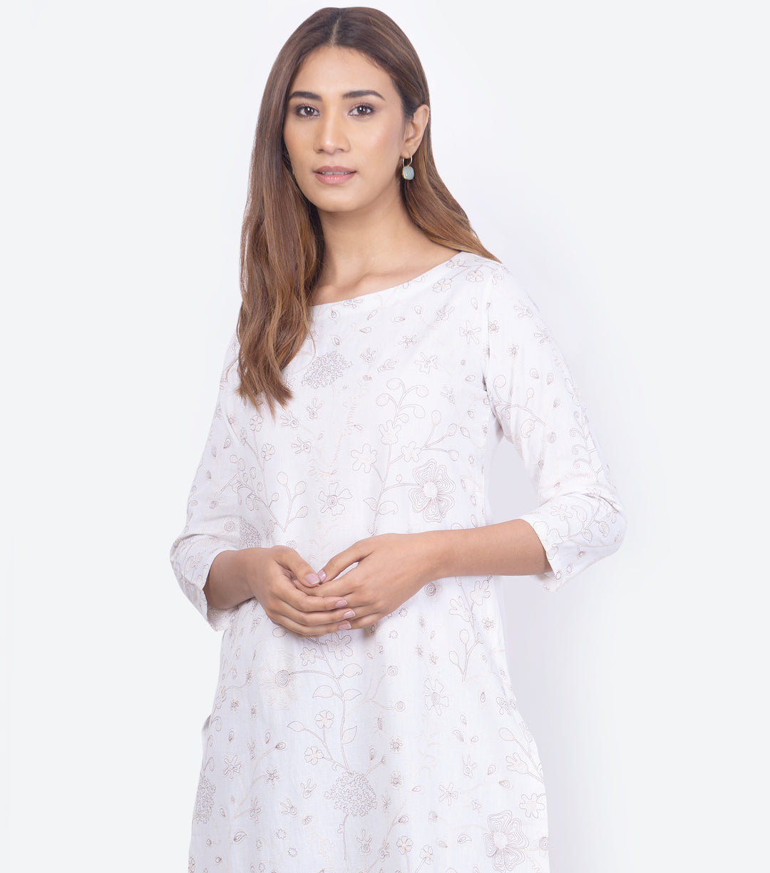 White Cotton Linen Summer Kurta