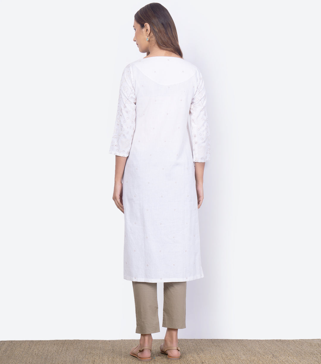 White Cotton Linen Summer Kurta