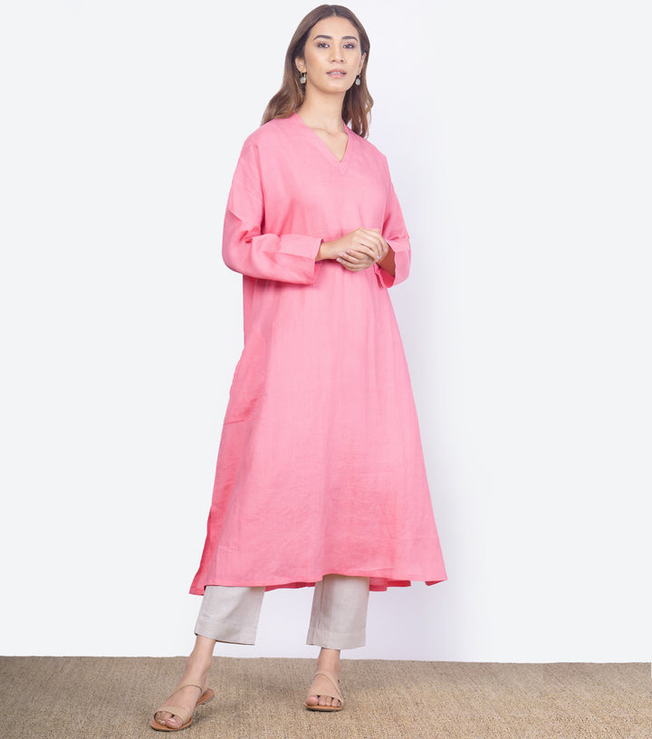 Pink linen kaftan