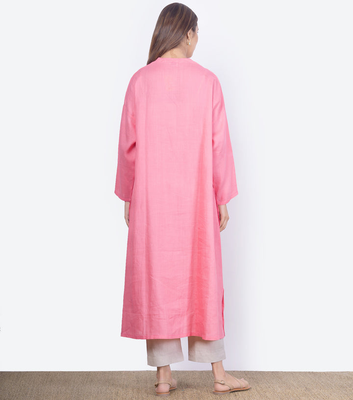 Pink linen kaftan