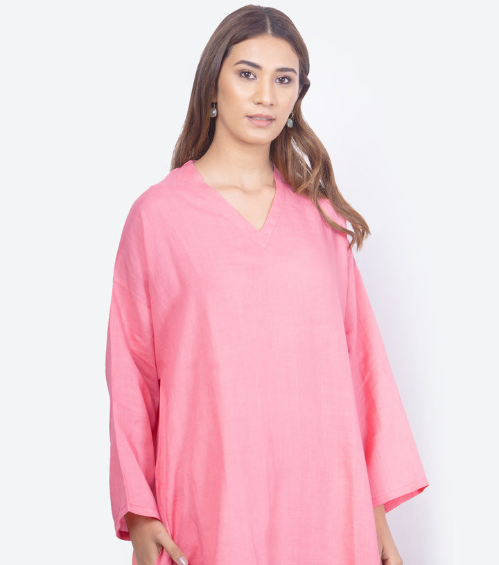 Pink linen kaftan