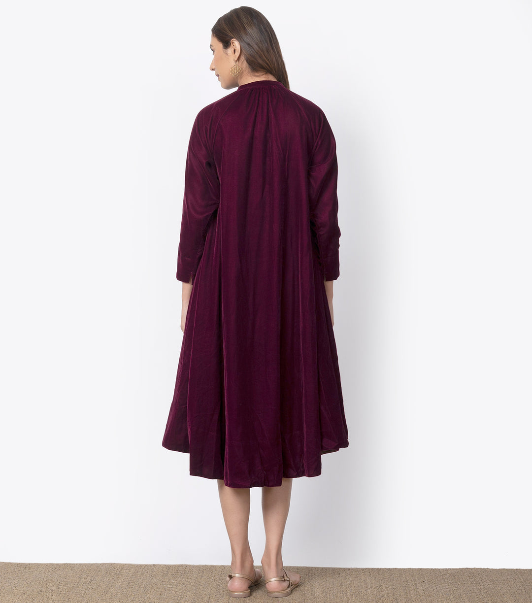 Plum A-Line Velvet Dress