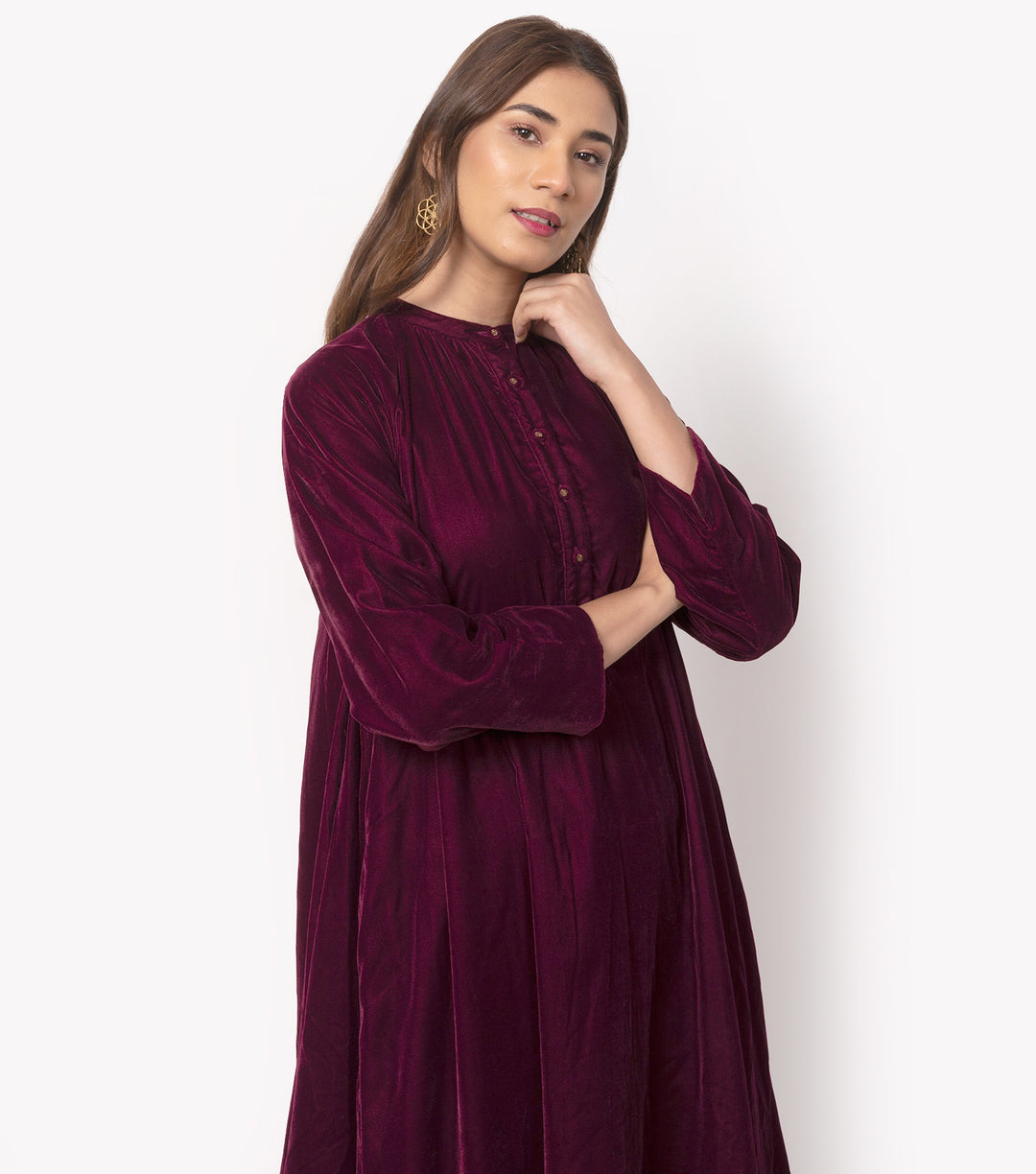 Plum A-Line Velvet Dress