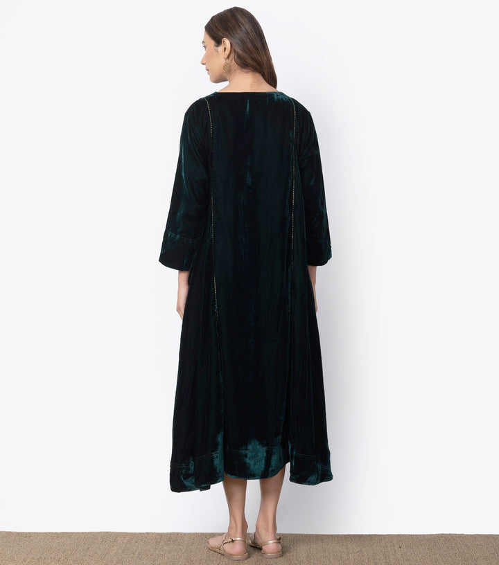 Green A-Line Velvet Tunic