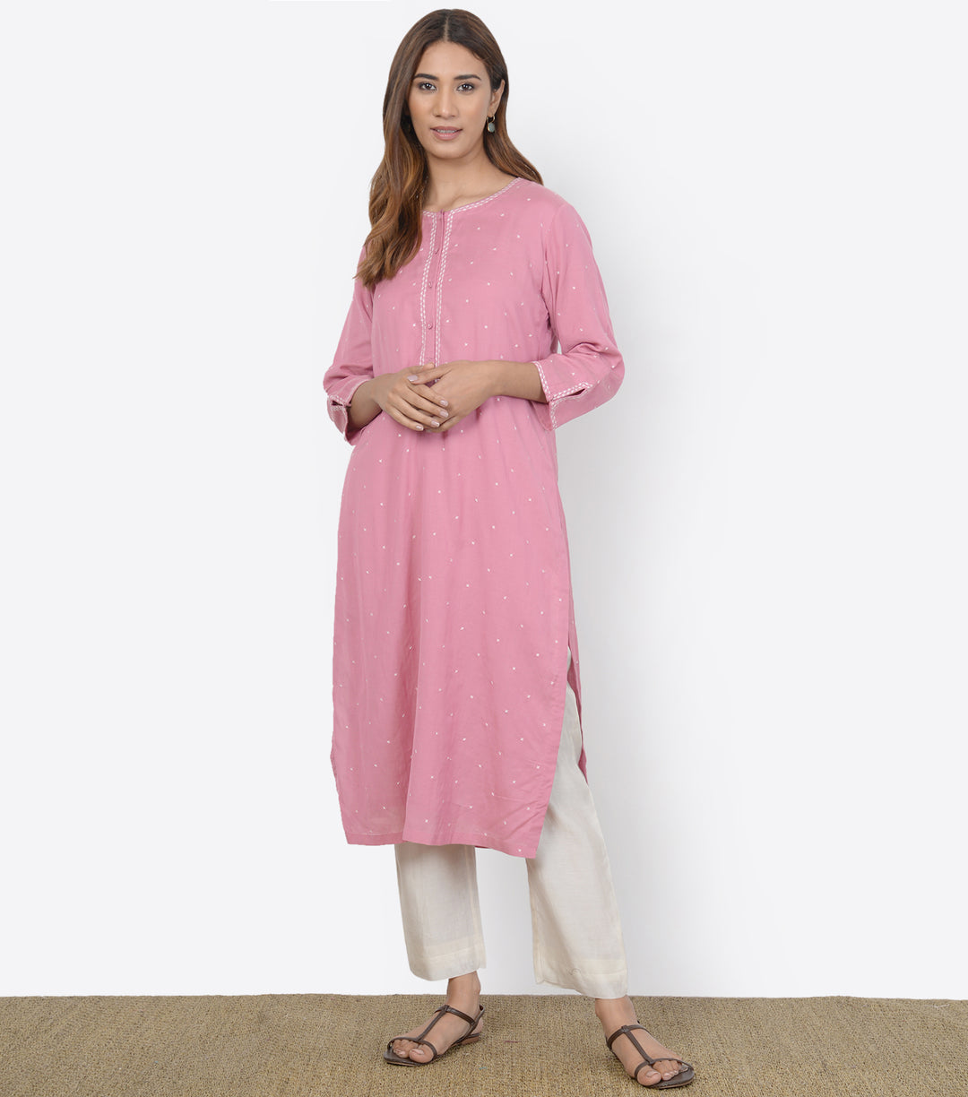 Pink Cotton Silk Kurta & Dupatta Set