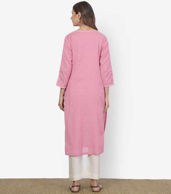 Pink Cotton Silk Kurta & Dupatta Set