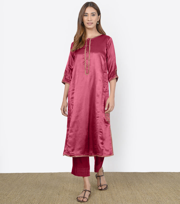 Rani Mashroo Silk Kurta Set