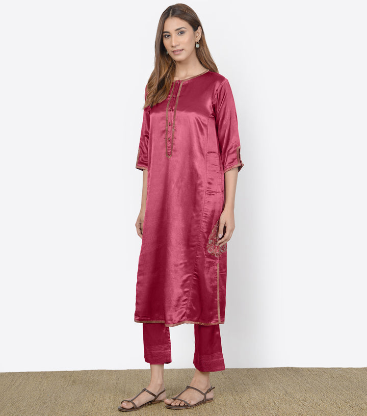 Rani Mashroo Silk Kurta Set