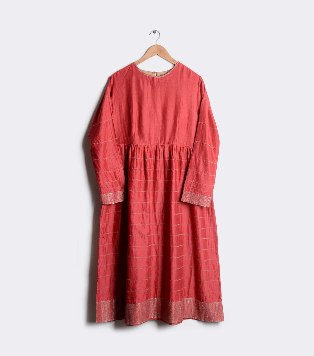 Red embroidered flared dress