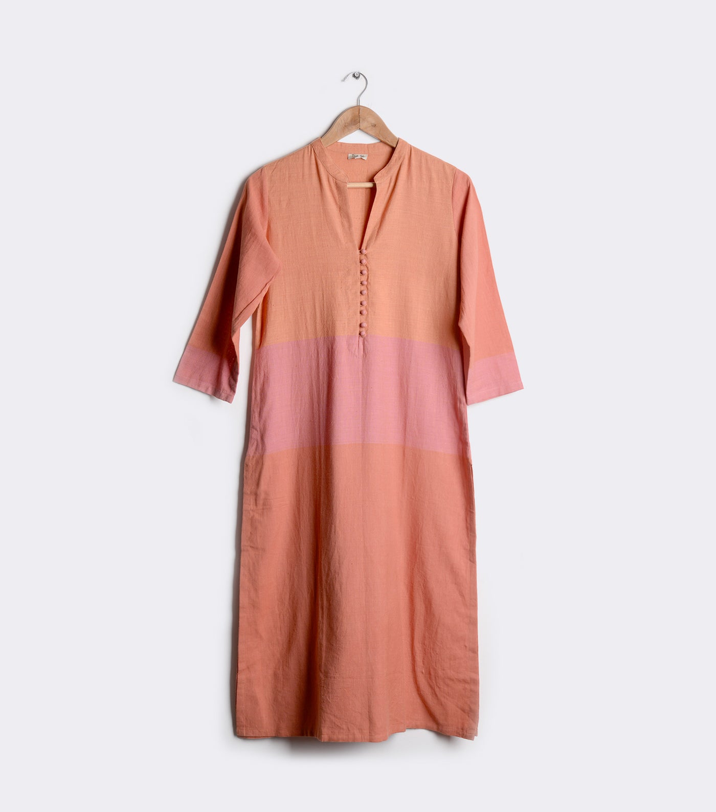 Orange Solid Khadi Kurta