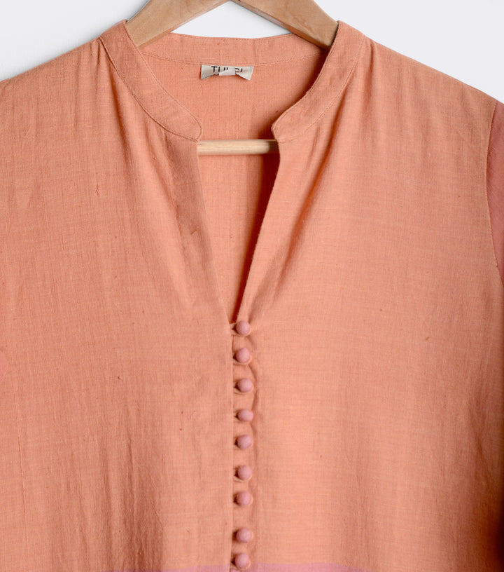 Orange Solid Khadi Kurta