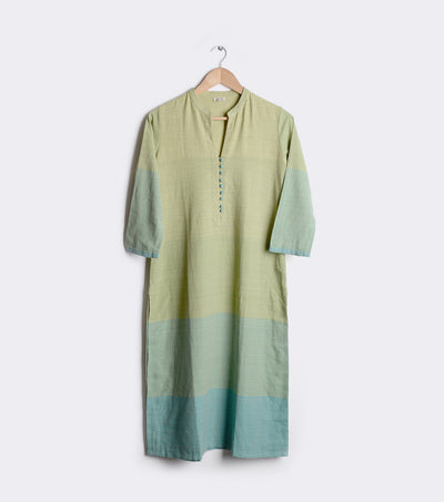 Green Solid Khadi Kurta