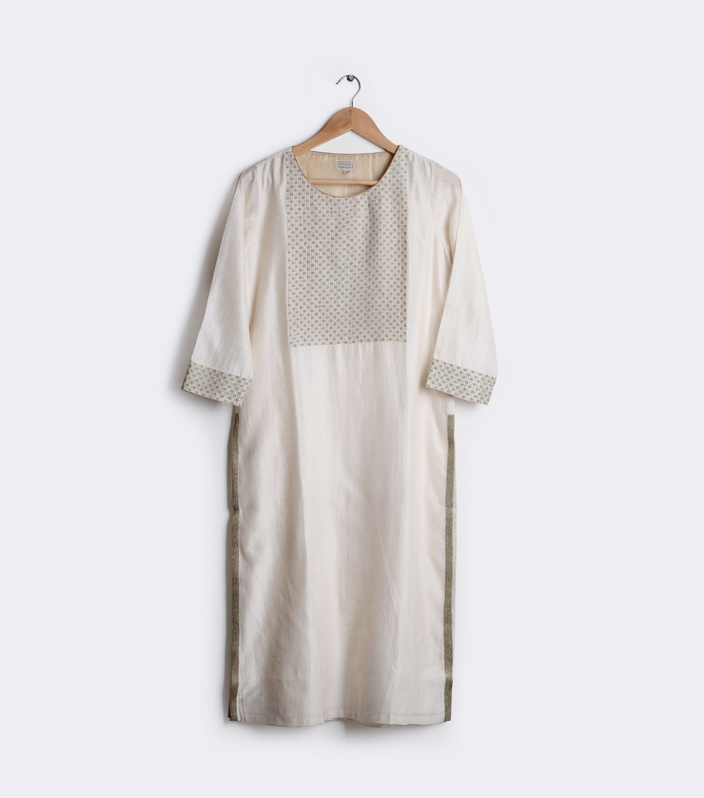 Natural chanderi embroidered kurta