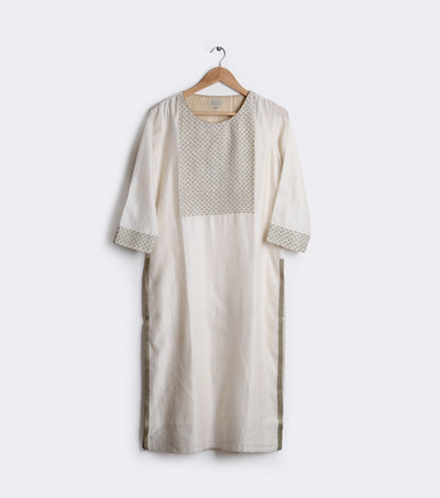 Natural chanderi embroidered kurta