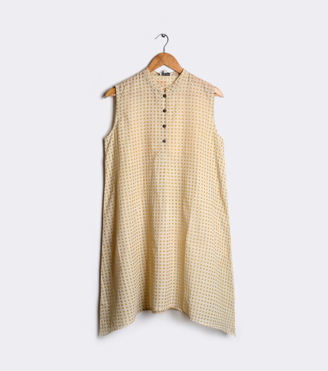 Beige Checked Chanderi Tunic