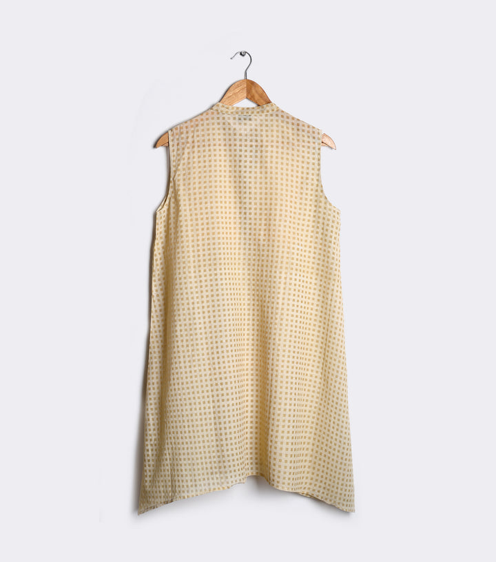 Beige Checked Chanderi Tunic