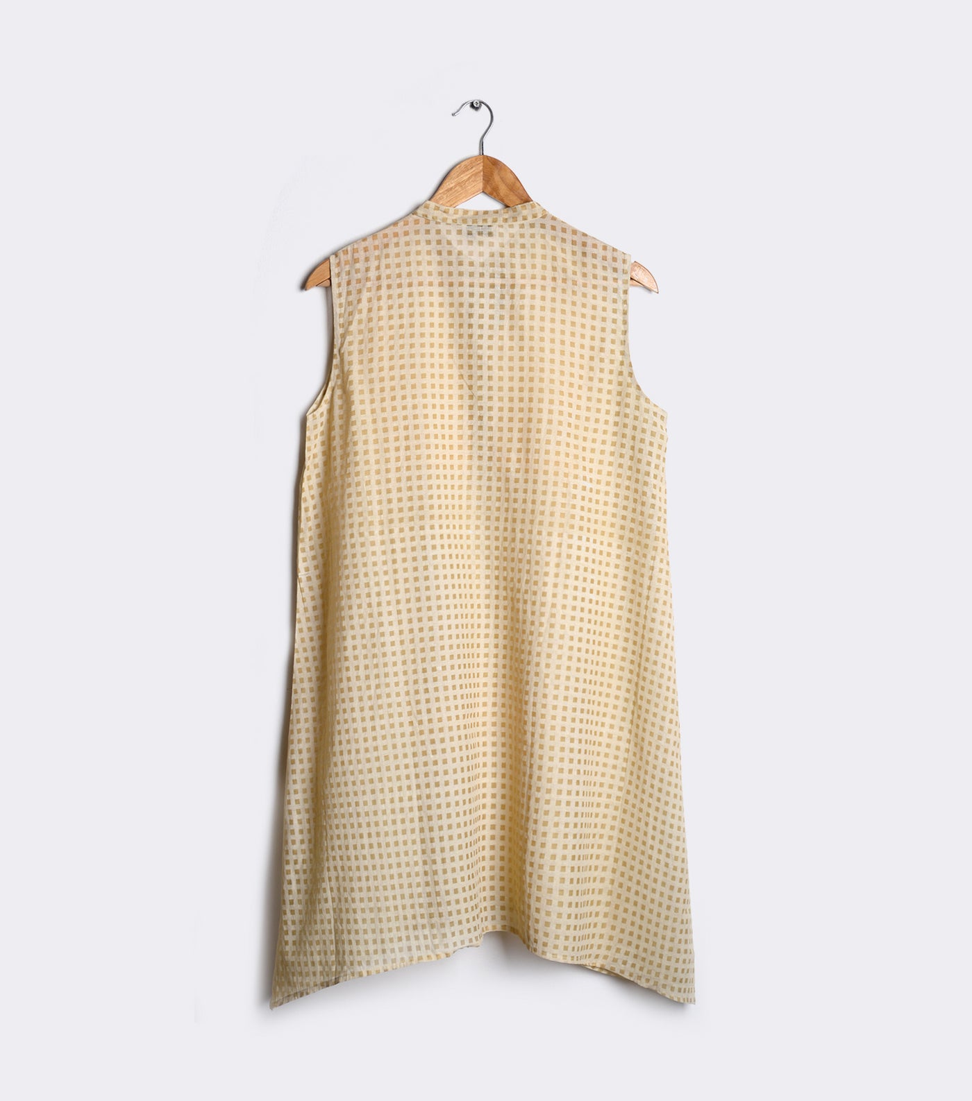 Beige Checked Chanderi Tunic