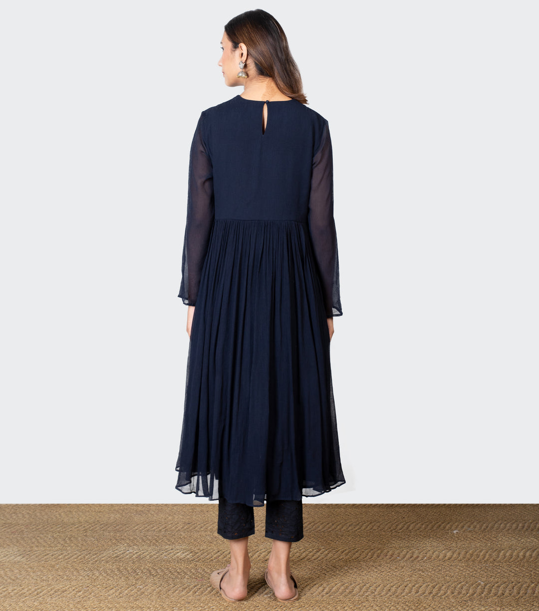 Navy Blue Chiffon Kurta