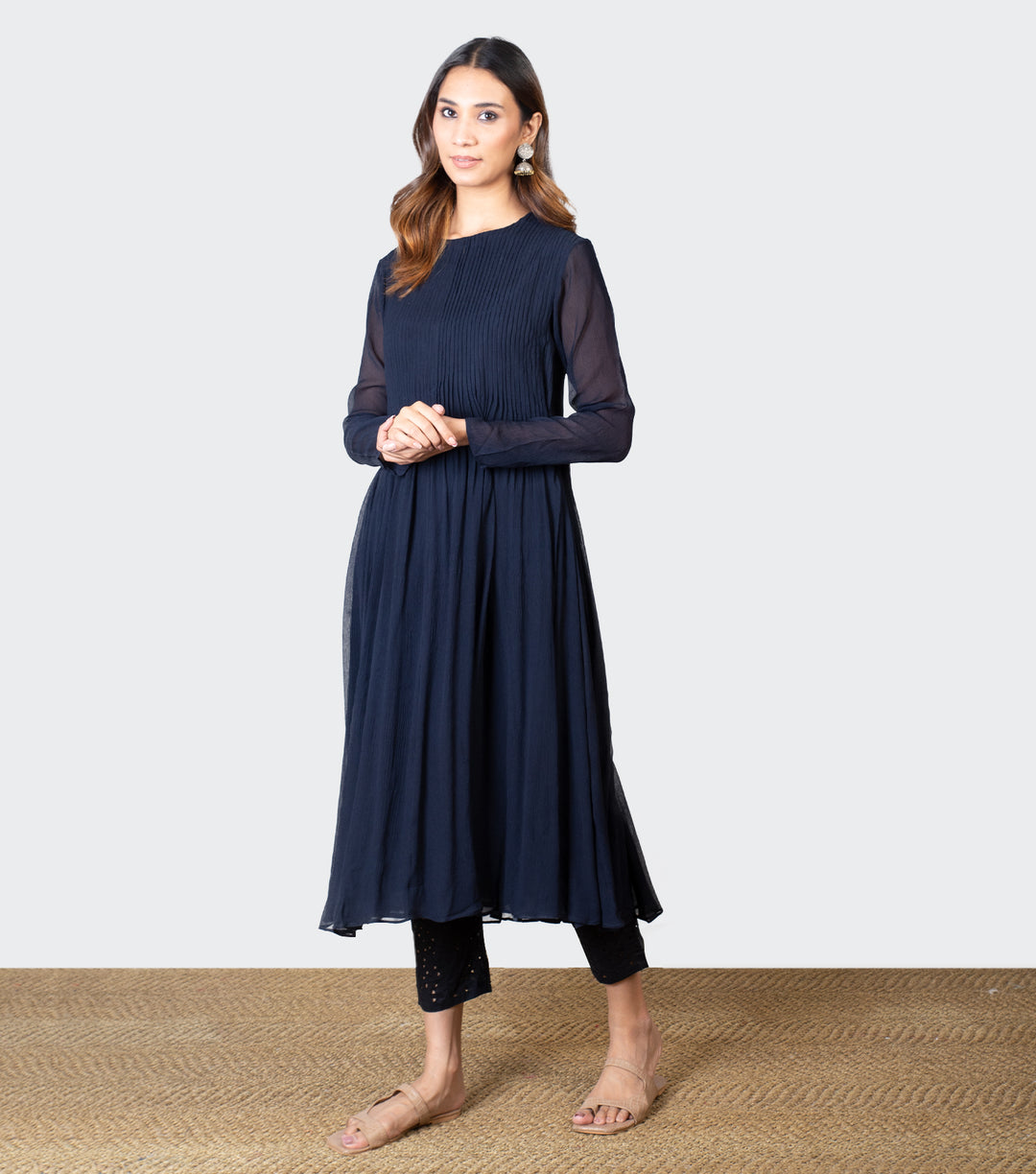 Navy Blue Chiffon Kurta