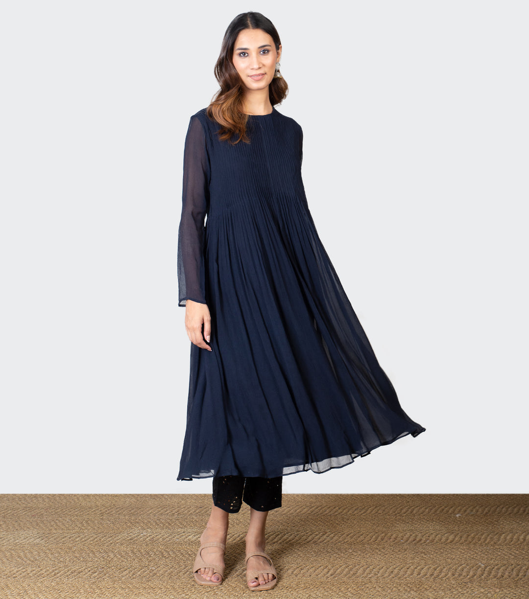 Navy Blue Chiffon Kurta