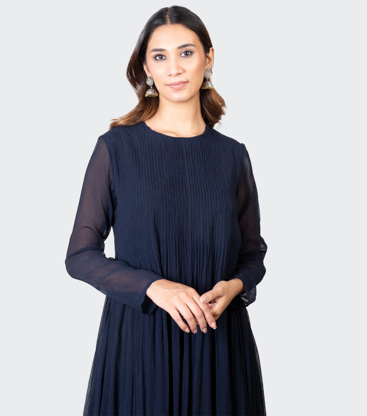 Navy Blue Chiffon Kurta