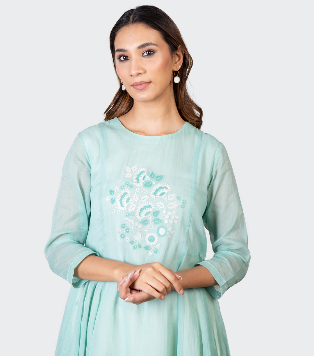 Sea Green Embroidered Cotton Tunic