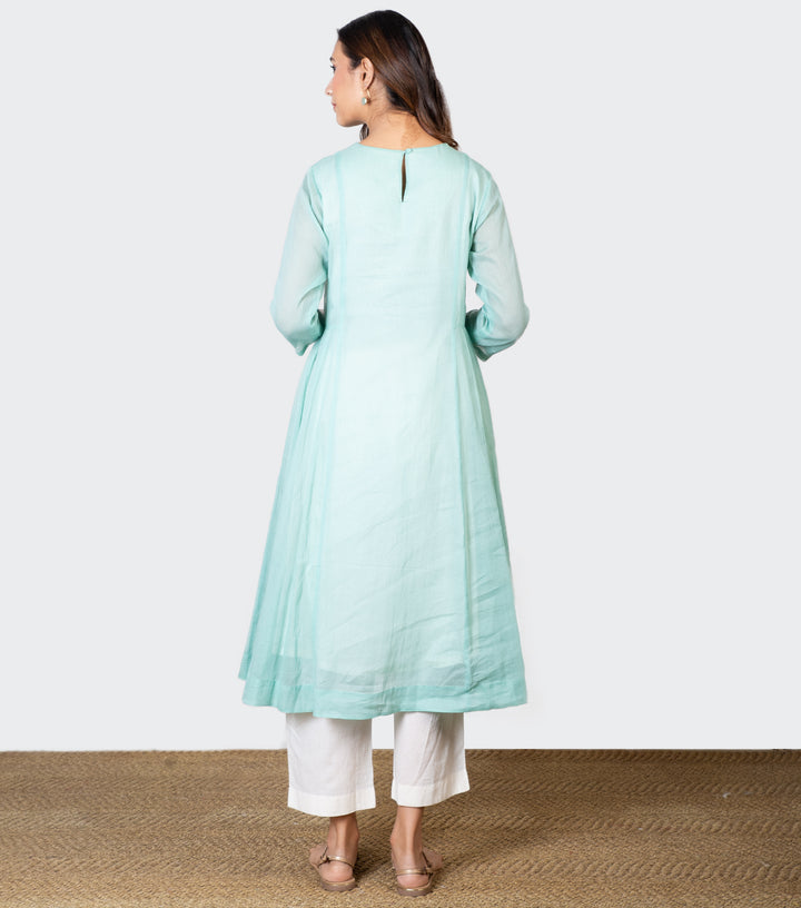 Sea Green Embroidered Cotton Tunic