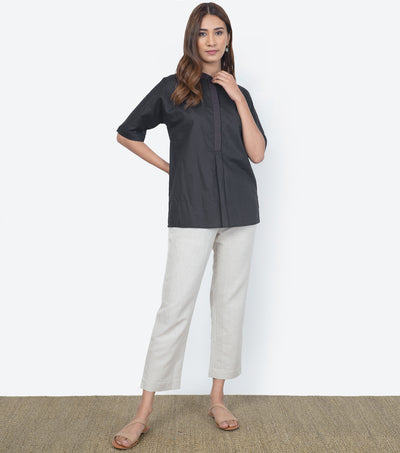 Black cotton linen shirt