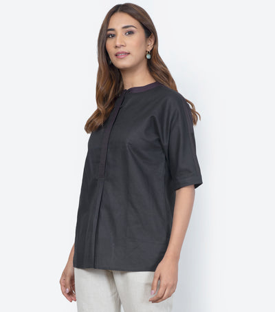 Black cotton linen shirt