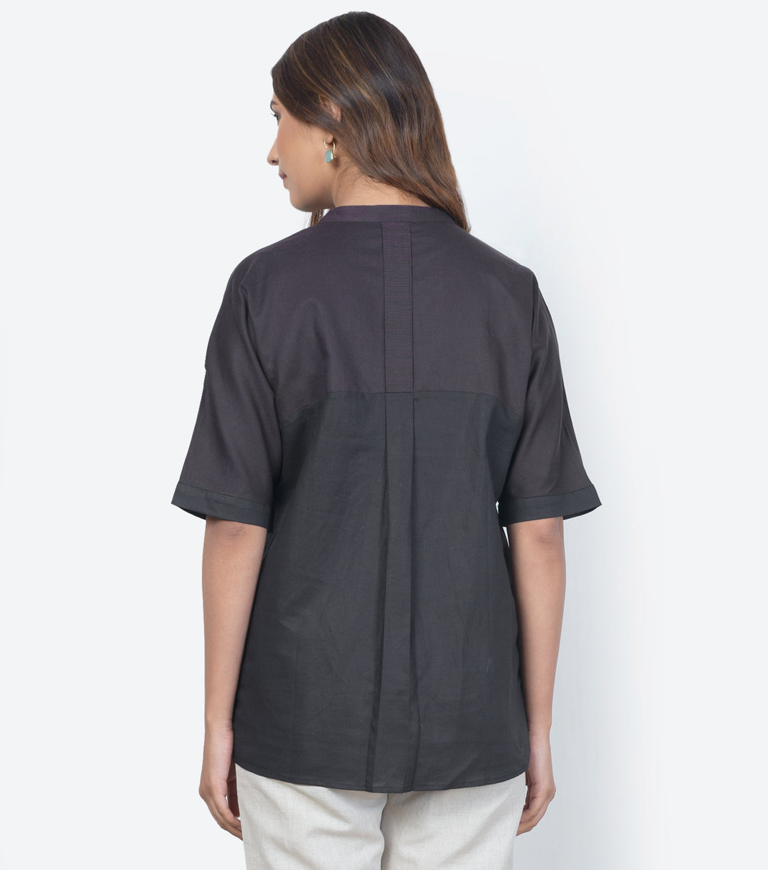 Black cotton linen shirt