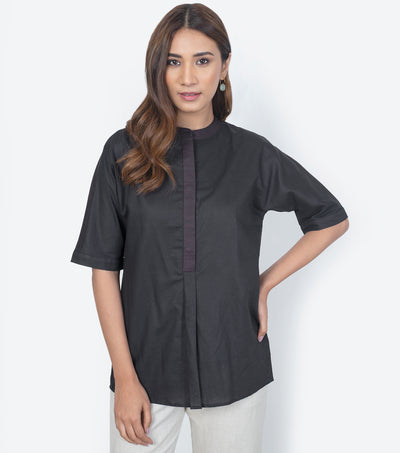 Black cotton linen shirt