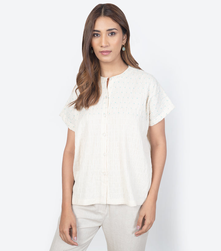 Natural Cotton Smocked Shirt