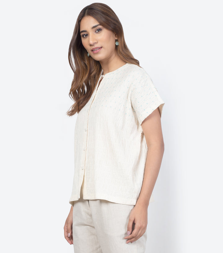 Natural Cotton Smocked Shirt