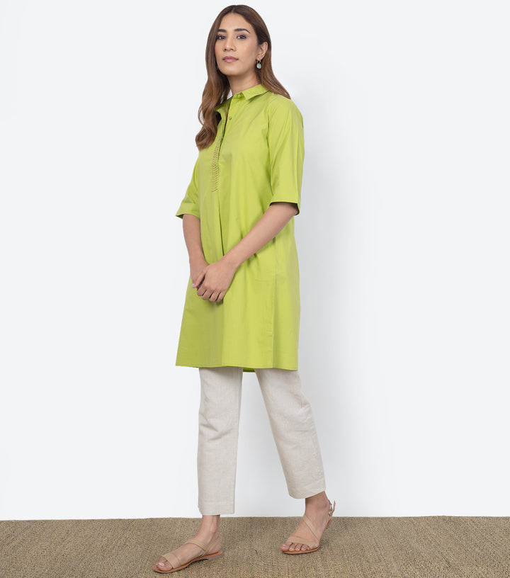 Lime Cotton Summer Shirt