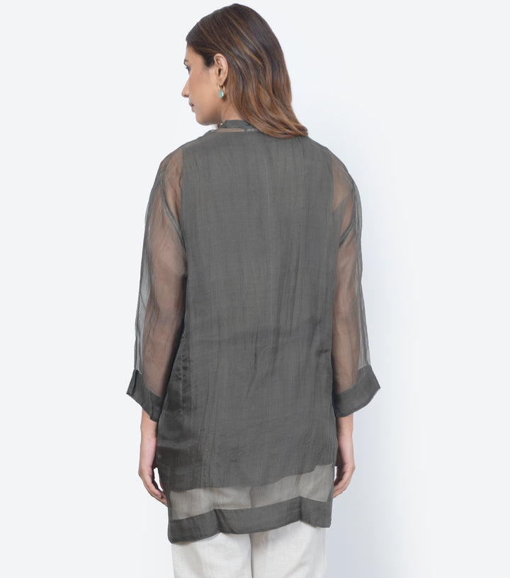 Grey Sheer Organza Shirt