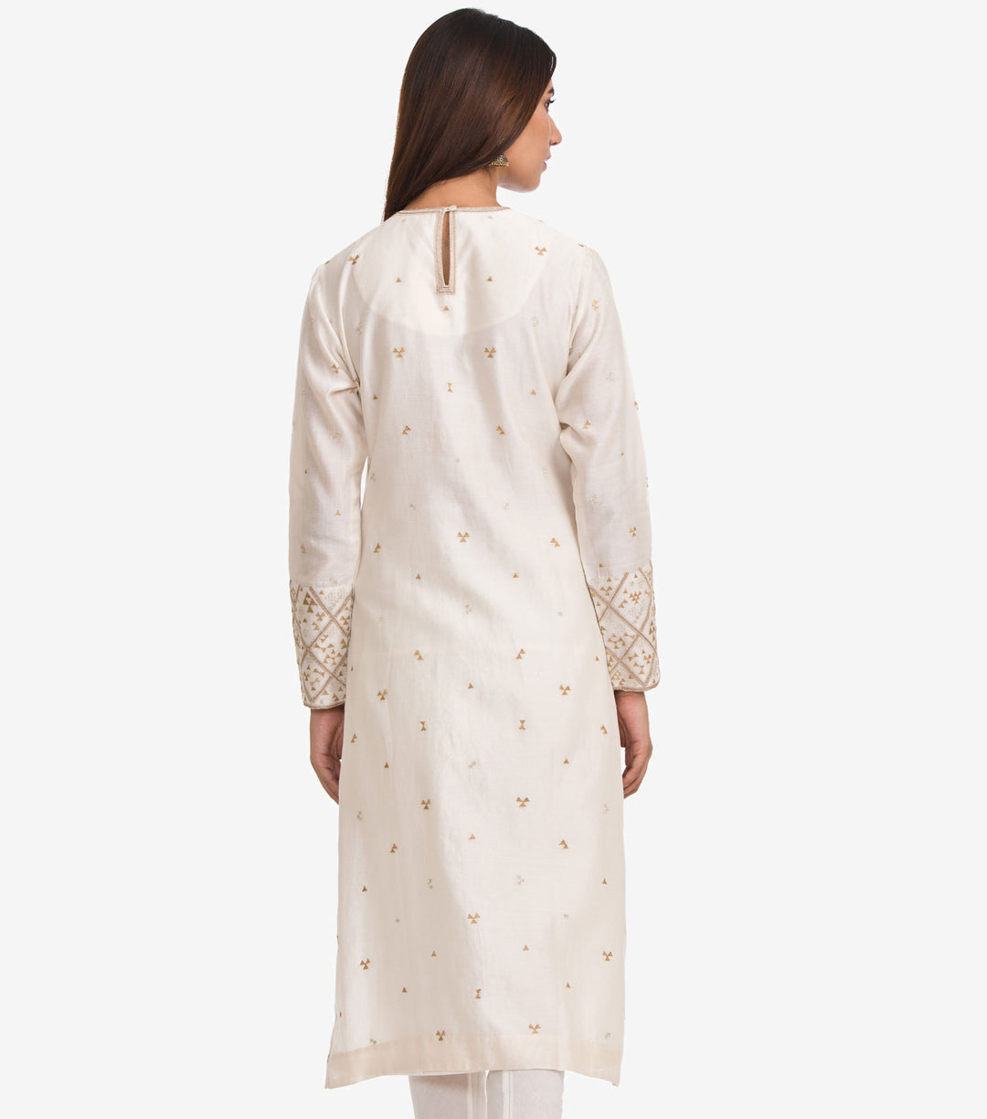 Off-White Chanderi Embroidered Kurta